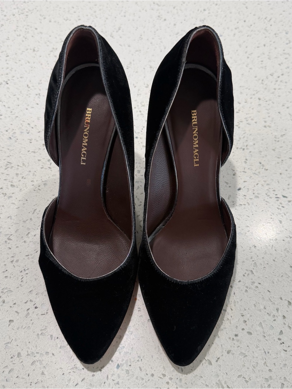 Bruno Magli Black Velvet D'Orsay Pointed-Toe Pumps